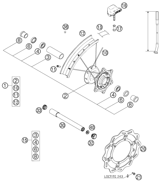 Sprängskiss: Front Wheel – KTM 250 SXS 2007