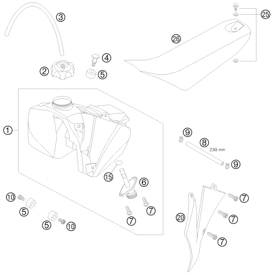 Sprängskiss: Tank, Seat – KTM 50 MINI ADVENTURE 2008