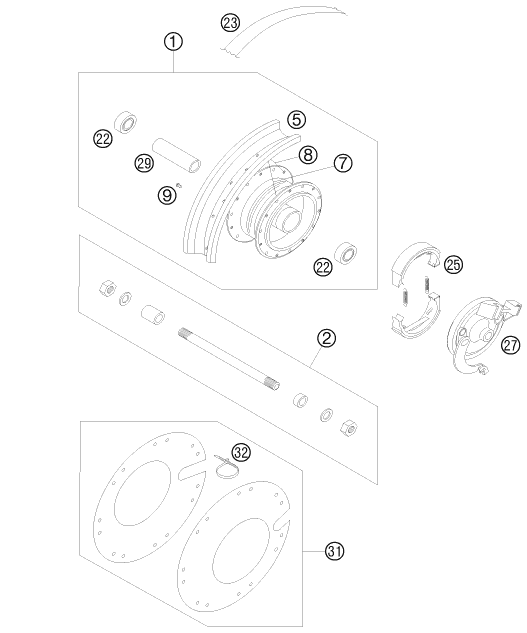 Sprängskiss: Front Wheel – KTM 50 MINI ADVENTURE 2008