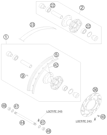 Sprängskiss: Front Wheel – KTM 50 SX 2008