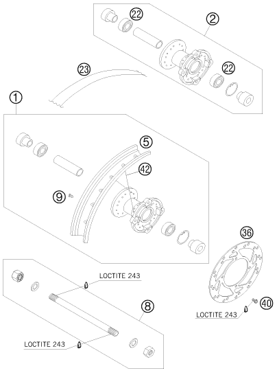 Sprängskiss: Front Wheel – KTM 50 SX JUNIOR 2008