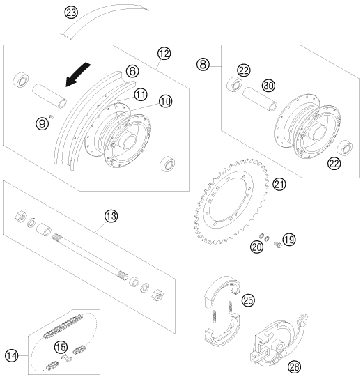 Sprängskiss: Rear Wheel – KTM 50 SX JUNIOR 2008