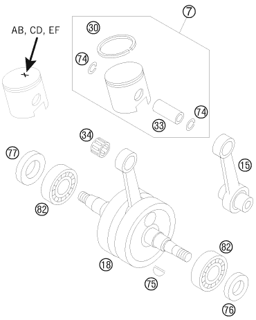 Sprängskiss: Crankshaft, Piston – KTM 50 MINI ADVENTURE 2008