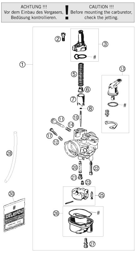 Sprängskiss: Carburetor – KTM 50 MINI ADVENTURE 2008