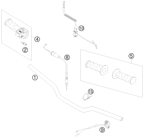 Sprängskiss: Handlebar, Controls – KTM 50 SX JUNIOR 2008