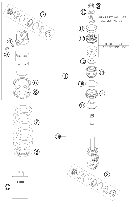 Sprängskiss: Shock Absorber Disassembled – KTM 50 SX 2009