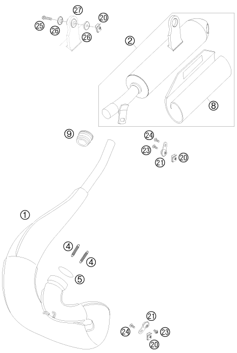 Sprängskiss: Exhaust System – KTM 50 SX JUNIOR 2008