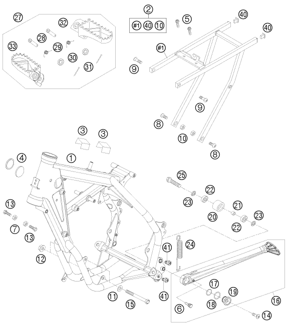 Sprängskiss: Frame – KTM 65 XC