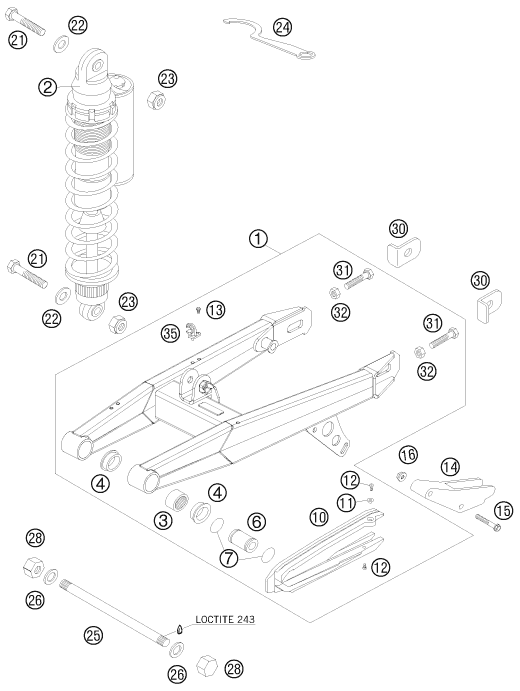Sprängskiss: Shock Absorber – KTM 65 XC