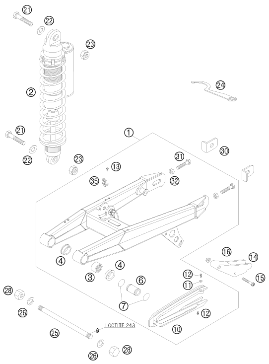 Sprängskiss: Shock Absorber – KTM 65 SX 2008