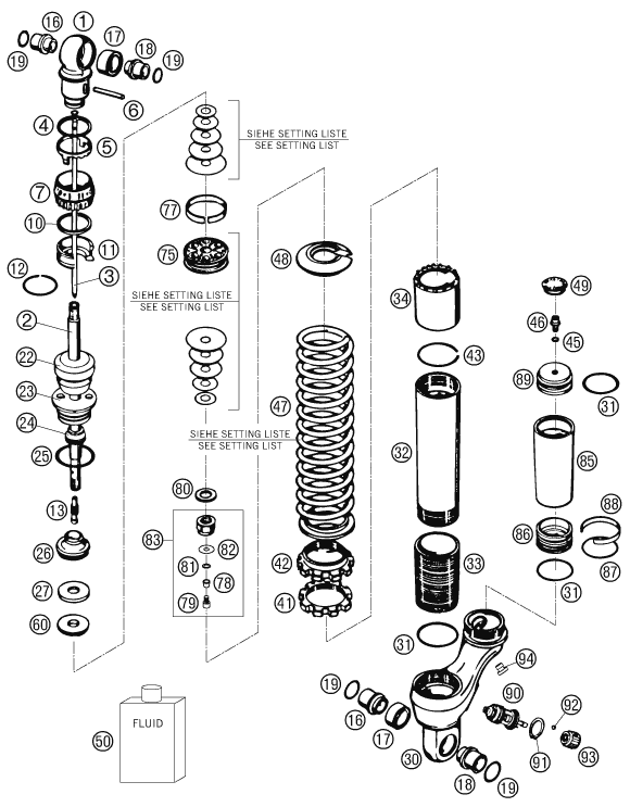 Sprängskiss: Shock Absorber Disassembled – KTM 65 SX 2008