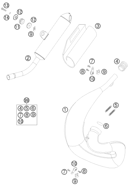 Sprängskiss: Exhaust System – KTM 65 XC