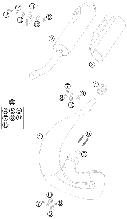 Sprängskiss: Exhaust System – KTM 65 SX 2008