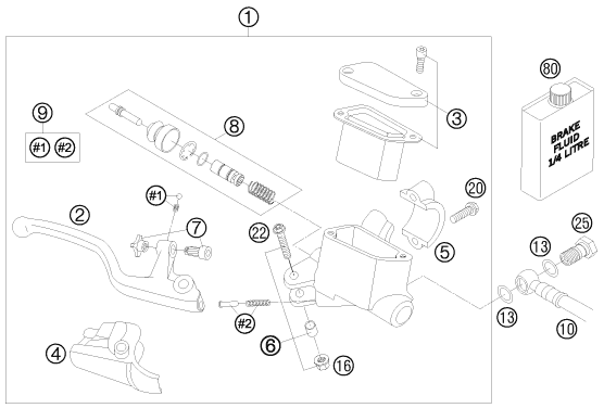 Sprängskiss: Front Brake Control – KTM 65 SX 2008