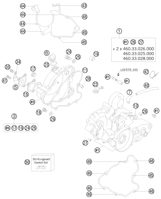 Sprängskiss: Engine Case – KTM 65 SX 2008