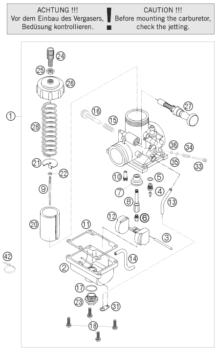 Sprängskiss: Carburetor – KTM 65 SX 2008