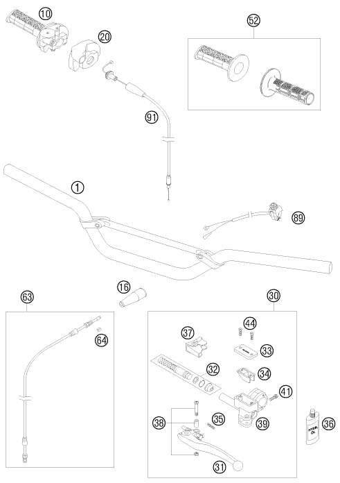 Sprängskiss: Handlebar, Controls – KTM 105 SX 2010