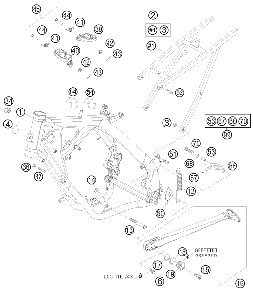 Sprängskiss: Frame – KTM 105 XC 19/16 2009