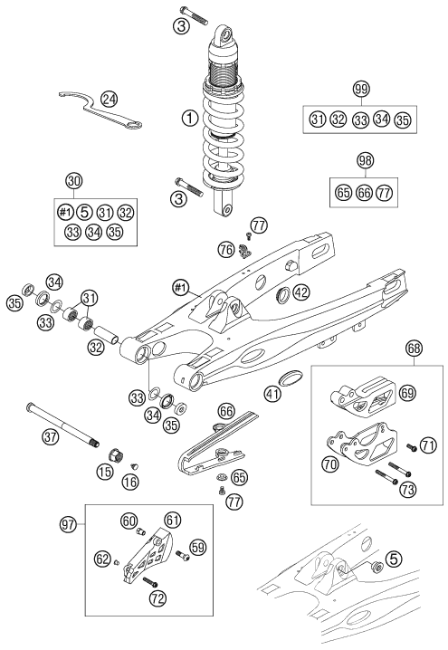 Sprängskiss: Shock Absorber – KTM 105 XC 19/16 2009
