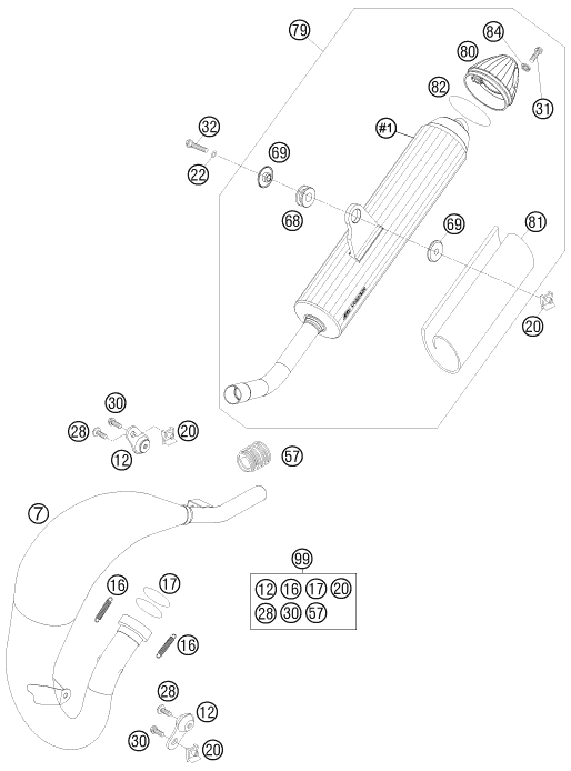 Sprängskiss: Exhaust System – KTM 105 XC 19/16 2009