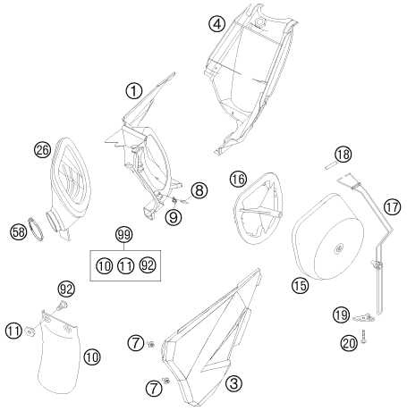 Sprängskiss: Air Filter – KTM 105 SX 2010