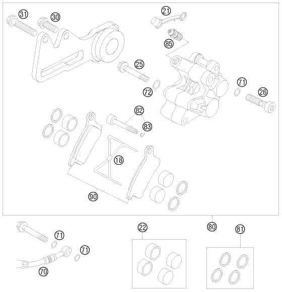 Sprängskiss: Rear Brake Caliper – KTM 105 XC 19/16 2009