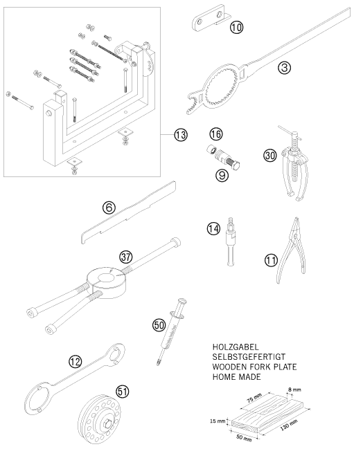 Sprängskiss: Special Tools (Engine) – KTM 105 XC 19/16 2009