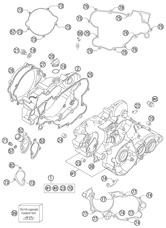 Sprängskiss: Engine Case – KTM 105 XC 19/16 2009
