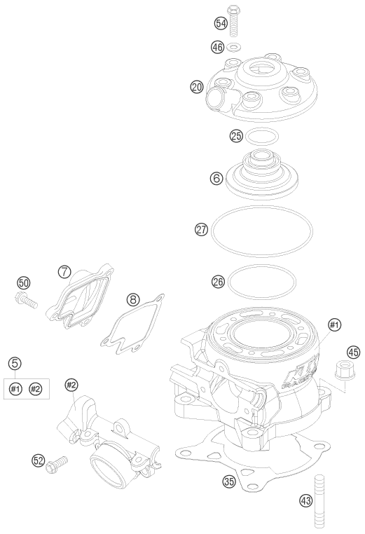 Sprängskiss: Cylinder – KTM 85 SX 17/14 2008