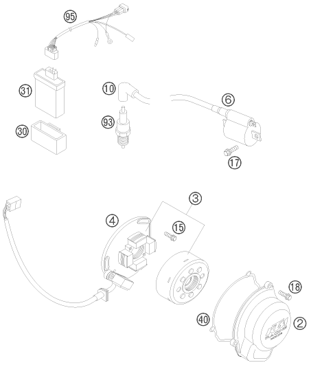 Sprängskiss: Ignition System – KTM 105 XC 19/16 2009