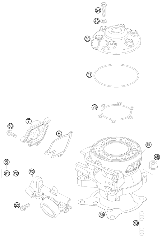Sprängskiss: Cylinder – KTM 105 XC 19/16 2009