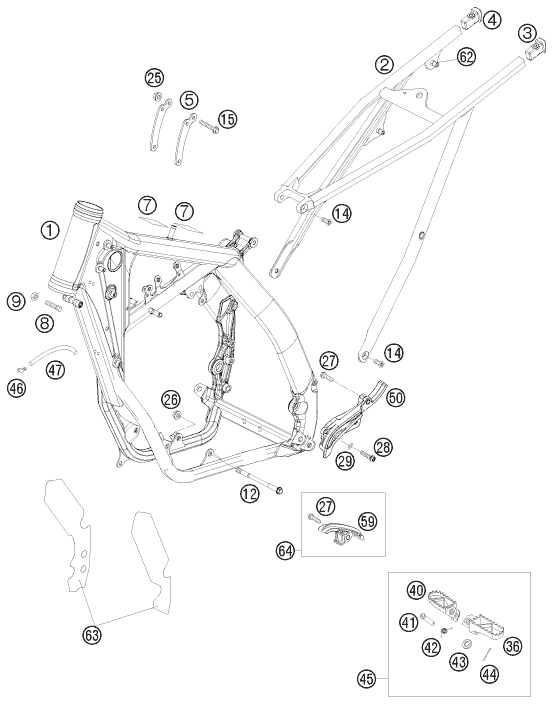 Sprängskiss: Frame – KTM 125 SX