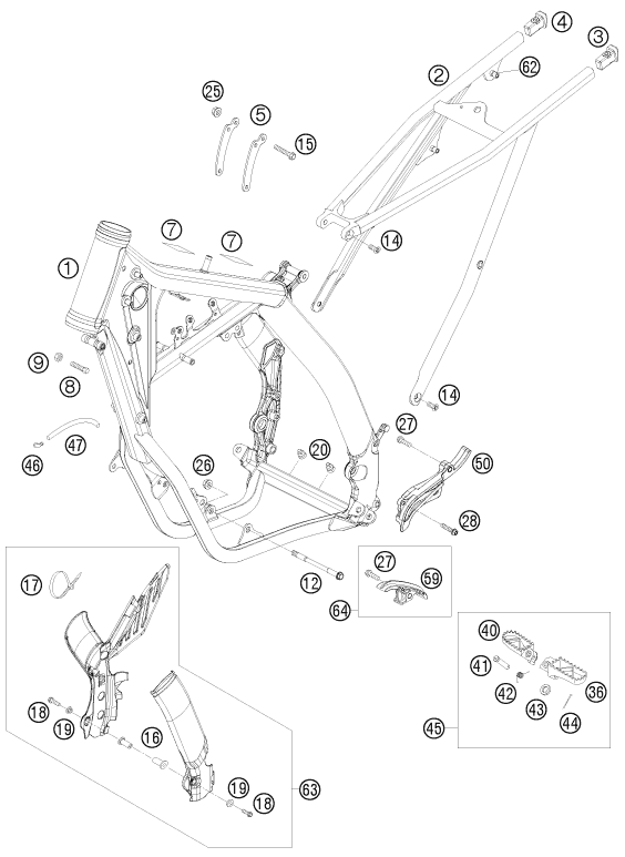 Sprängskiss: Frame – KTM 125 EXC SIX-DAYS 2008