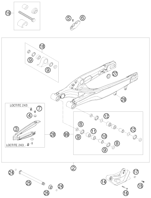 Sprängskiss: Swing Arm – KTM 250 XC-F 2008