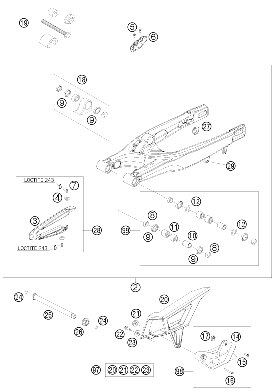 Sprängskiss: Swing Arm – KTM 250 EXC SIX-DAYS 2008