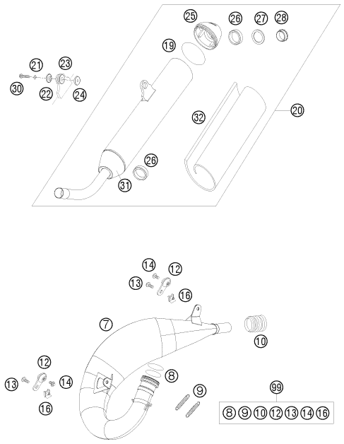 Sprängskiss: Exhaust System – KTM 150 SX 2009