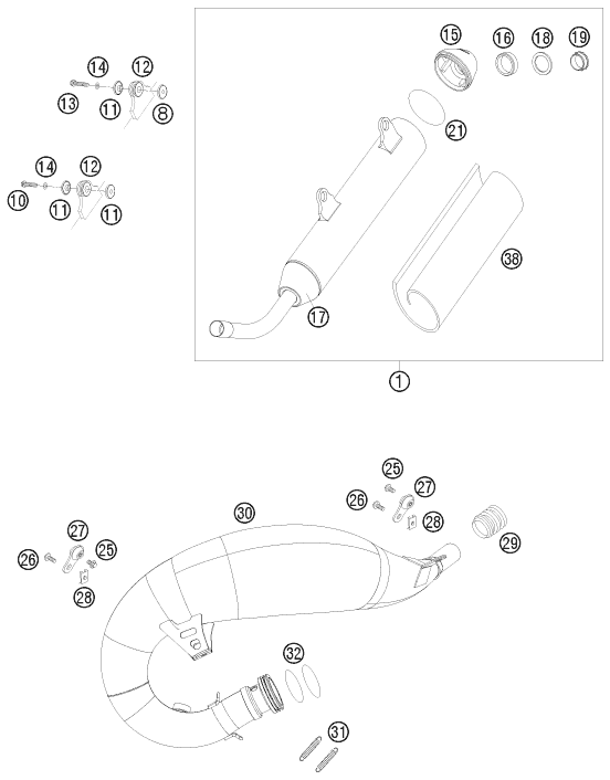 Sprängskiss: Exhaust System – KTM 125 EXC 2008