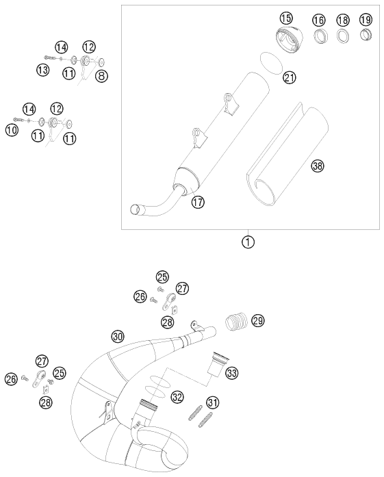Sprängskiss: Exhaust System – KTM 200 EXC 2008