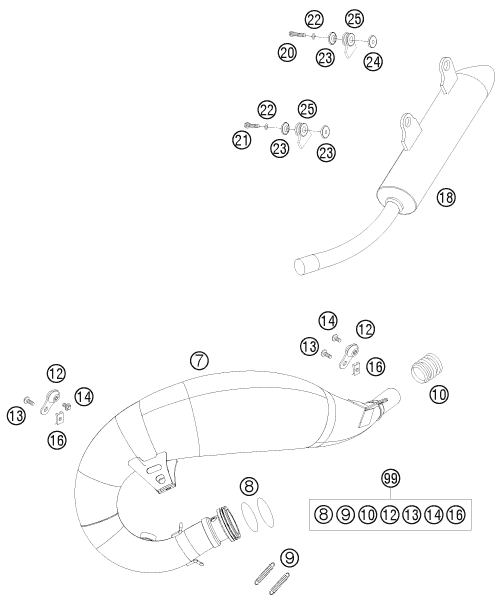 Sprängskiss: Exhaust System – KTM 250 EXC SIX-DAYS 2008