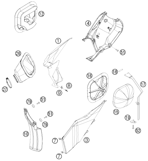 Sprängskiss: Air Filter – KTM 125 EXC FACTORY EDIT. 2011