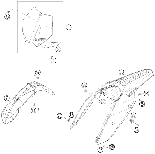 Sprängskiss: Mask, Fenders – KTM 450 SX-F 2008
