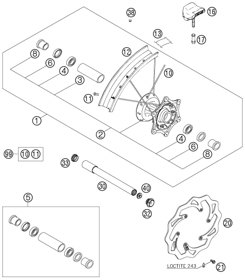 Sprängskiss: Front Wheel – KTM 450 SX-F 2008