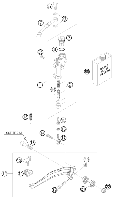 Sprängskiss: Rear Brake Control – KTM 250 EXC SIX-DAYS 2008