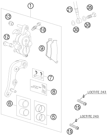Sprängskiss: Front Brake Caliper – KTM 250 EXC SIX-DAYS 2008