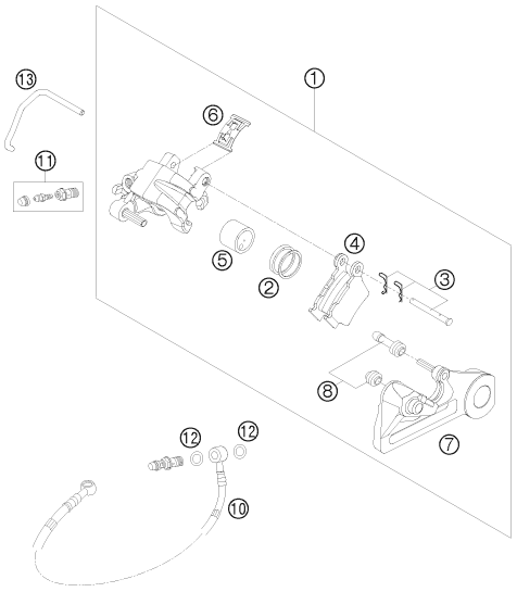 Sprängskiss: Rear Brake Caliper – KTM 250 EXC SIX-DAYS 2008