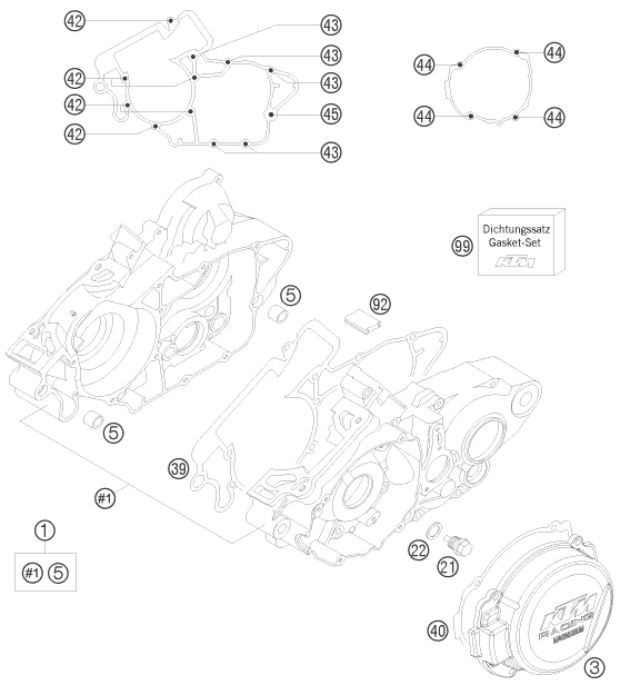 Sprängskiss: Engine Case – KTM 200 EXC 2008