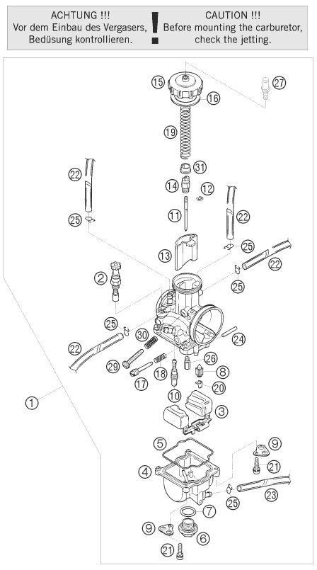 Sprängskiss: Carburetor – KTM 125 SXS 2008