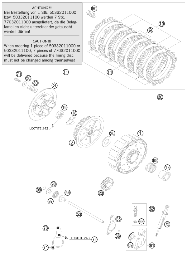 Sprängskiss: Clutch – KTM 125 EXC 2007