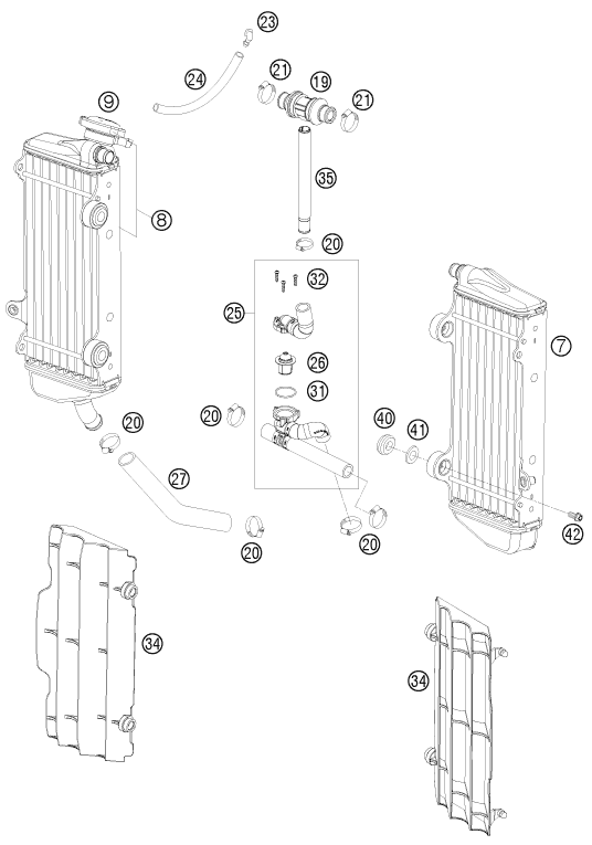 Sprängskiss: Cooling System – KTM 200 EXC 2008