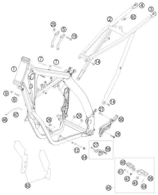 Sprängskiss: Frame – KTM 200 XC-W 2008